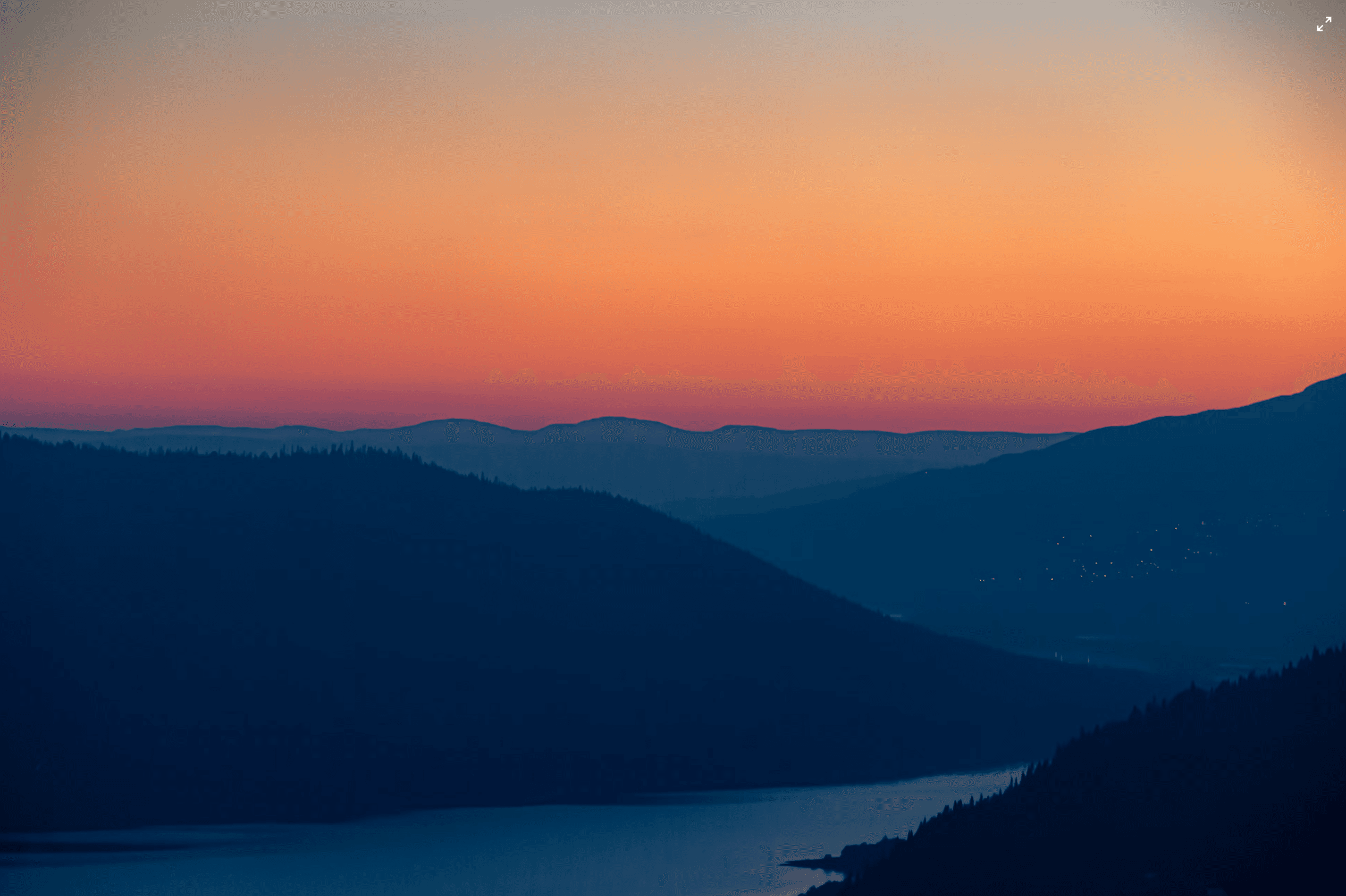 Sunset over the mountains and lake in Åre, Sweden